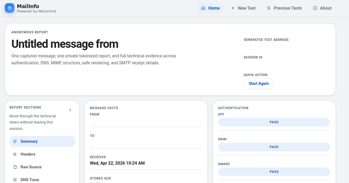 MailInfo email inspection preview